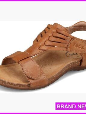 Leather T-Strap Sandals Cork Support Casual Chic Everyday Flats Adjustable